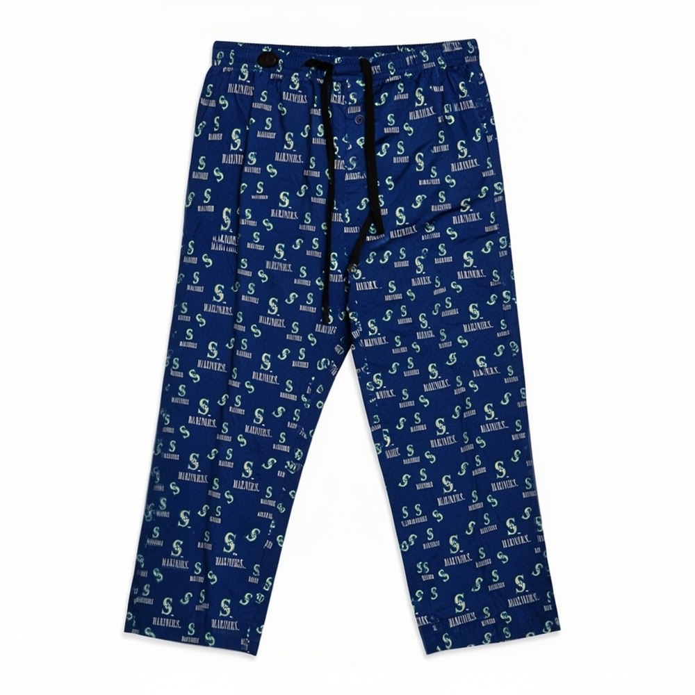 Sideline Apparel Seattle Mariners Pajama Pants Navy Blue XL MLB Logo Print